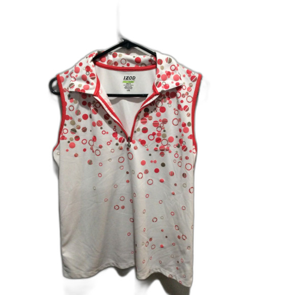 IZOD perform Basix cool FX Large womens sleeveless golf shirt zip front print - Picture 1 of 5